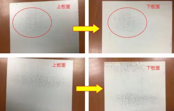 彩涂板不當運輸導致板面黑斑上面板面對比
